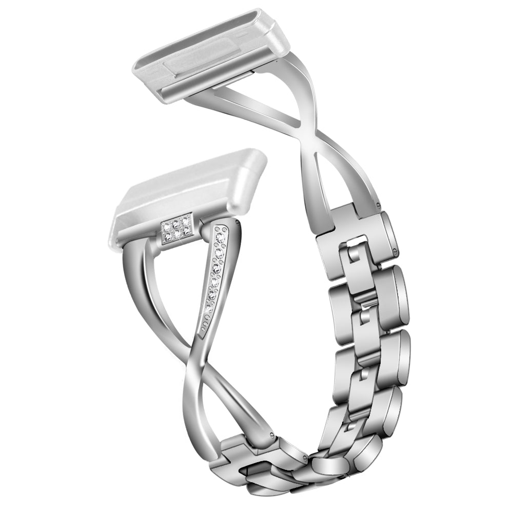 For Fitbit Versa 4 Sense 2 X-shape Rhinestones Decor Watch Strap Zinc Alloy Replacement Wrist Band For Fitbit Versa 4 Sense 2 X-shape Rhinestones Decor Watch Strap Zinc Alloy Replacement Wrist Band